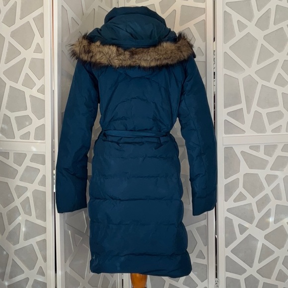 Lands' End Jackets & Blazers - Blue coat with faux fur hood